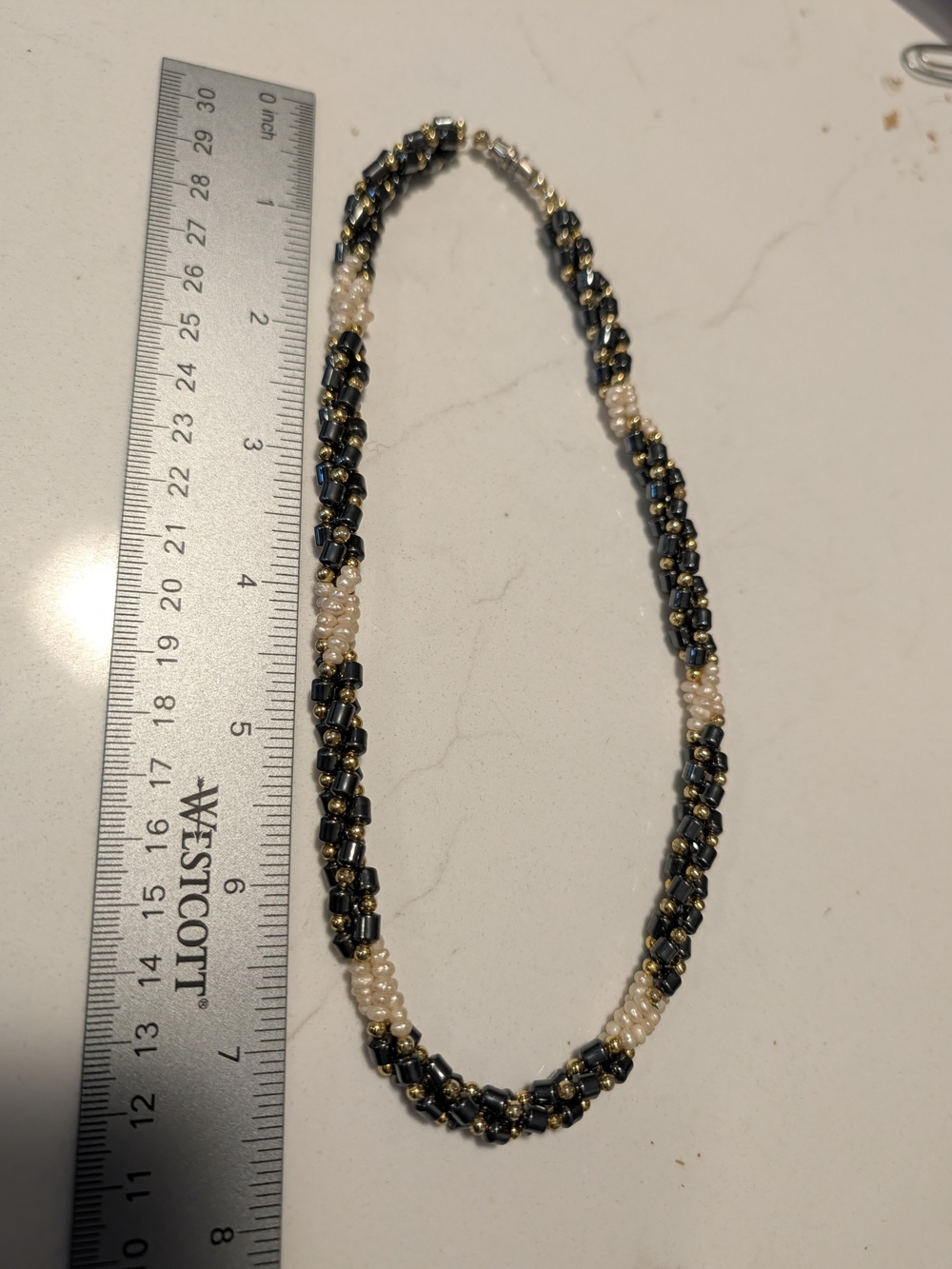 Handcrafted Black and Cream Beaded Necklace - Elegant Women's Jewelry